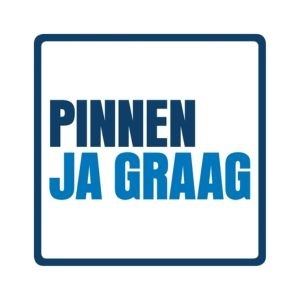 Aanbod stickers voor restaurant - Impressie van Pinnen ja graag sticker, kassasticker