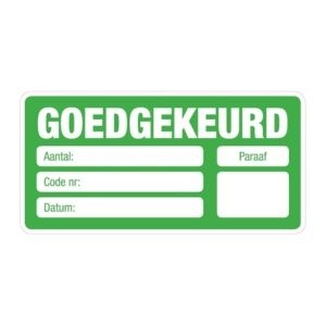 Aanbod stickers voor restaurant - Impressie van een keuringssticker goedgekeurd