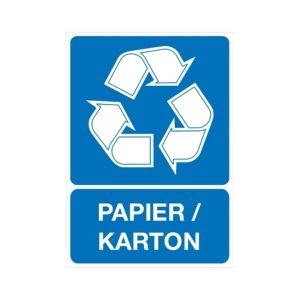 Aanbod stickers voor restaurant - Impressie van een recycling karton sticker