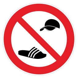 Verboden voor petjes en badslippers sticker