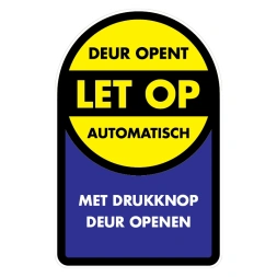 Let op: Deur opent automatisch sticker - DS1001072