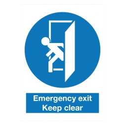 Emergency exit: Keep clear sticker