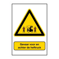 Gevaar voor en achter heftruck sticker - DS1001159