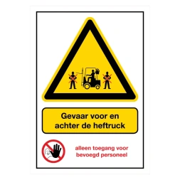 Gevaar voor en achter heftruck sticker - DS1001160