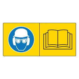 Volledige bescherming verplicht / Handleiding lezen sticker