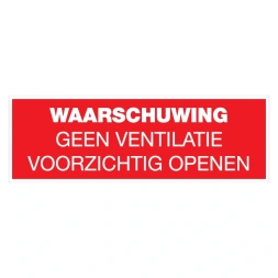 Waarschuwing: Geen ventilatie / voorzichtig openen sticker