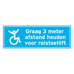 3 meter afstand houden i.v.m. rolstoel sticker
