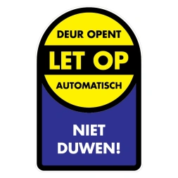 Let op: Deur opent automatisch: Niet duwen sticker