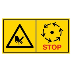Gevaar: Draaiende snijdende delen sticker (DIN-norm 30646) - DS1001503