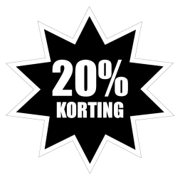 20% Korting sticker - Zwart