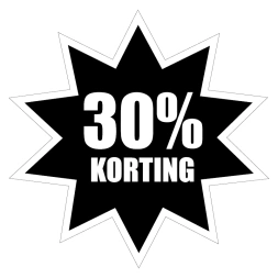 30% Korting sticker - Zwart