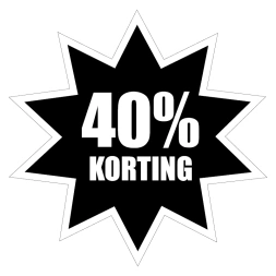 40% Korting sticker - Zwart