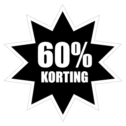 60% Korting sticker - Zwart