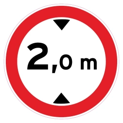 Maximale doorrijhoogte 2,0 meter sticker