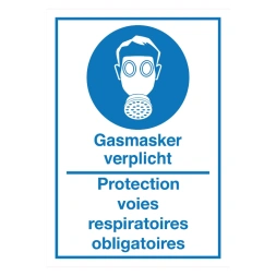 Gasmasker verplicht / Protection voies respiratoires obligatoires sticker