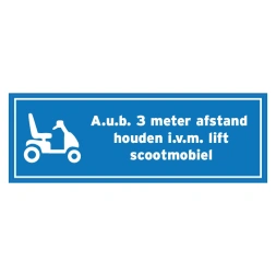3 meter afstand houden i.v.m. lift scootmobiel sticker