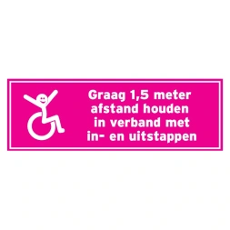 1,5 meter afstand houden i.v.m. in- en uitstappen sticker - DS1001688