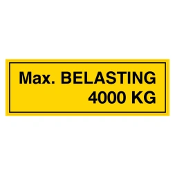 Max. belasting 4000 kg sticker