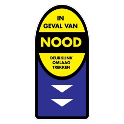 In geval van nood: Klink omlaag trekken sticker