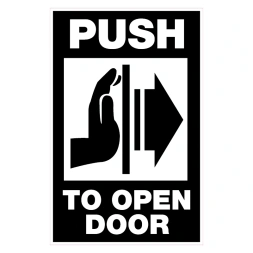 Push to open door sticker