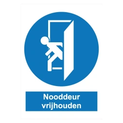 Nooddeur vrijhouden sticker