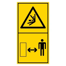 Gevaar voor verplettering / Afstand houden sticker - Staand (DIN-norm 30646)