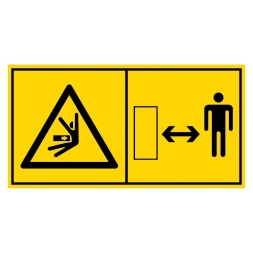 Gevaar voor verplettering / Afstand houden sticker - Liggend (DIN-norm 30646)