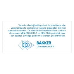 Bakker Licentiebouw - NEN-instructie sticker