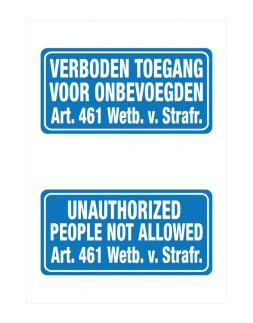 Verboden toegang: Nederlands / Engels - sticker