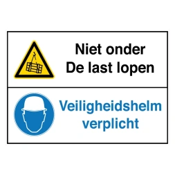 Niet onder last lopen / Veiligheidshelm verplicht sticker