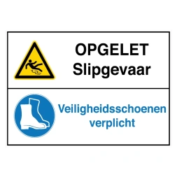Opgelet, slipgevaar / Veiligheidsschoenen verplicht sticker