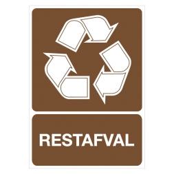 Restafval recycling sticker - Bruin