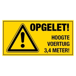 Opgelet! Hoogte voertuig 3,4 meter sticker