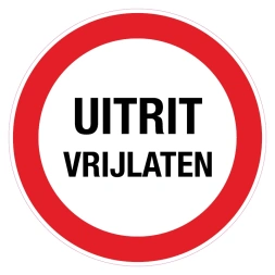 Uitrit vrijlaten sticker