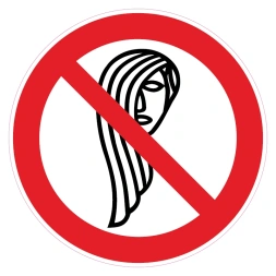 Verbod op bediening met lang haar sticker
