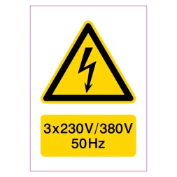 Voltagepictogram 3x 230 V / 380 V - 50 Hz sticker