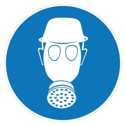 Veiligheidshelm en ademhalingsbescherming verplicht sticker