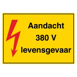 Aandacht 380 V Levensgevaar sticker