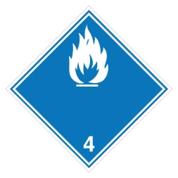 Stoffen die in contact met water brandbare gassen ontwikkelen (ADR 4.3) sticker - Blauw Wit