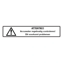 Attentie! Accuwater controleren sticker - DS1000762
