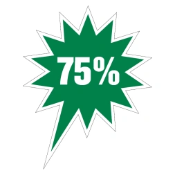 75% Korting sticker - Groen