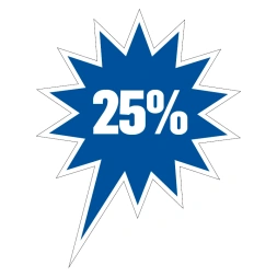 25% Korting sticker - Blauw