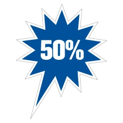 50% Korting sticker - Blauw