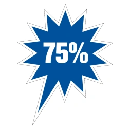 75% Korting sticker - Blauw