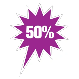 50% Korting sticker - Paars