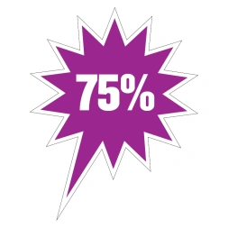 75% Korting sticker - Paars