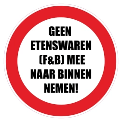 Geen etenswaren (F&B) mee naar binnen nemen sticker