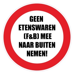 Geen etenswaren (F&B) mee naar buiten nemen sticker