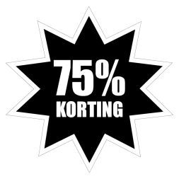 75% Korting sticker - Zwart
