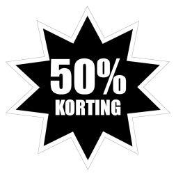 50% Korting sticker - Zwart
